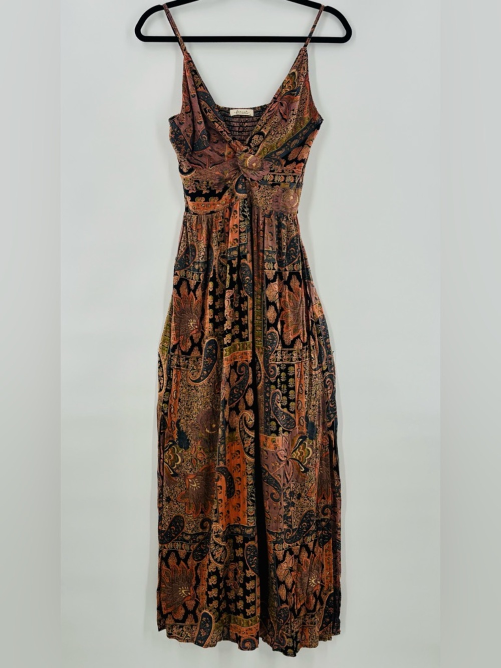 FAVEUR Eclectic Unique Boutique Floral Paisley Sleeveless Boho Maxi Dress Sz S